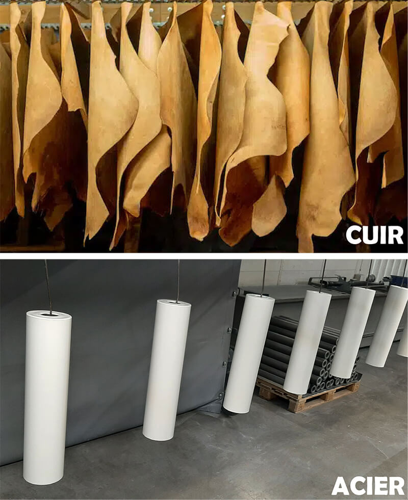 Séchage du cuir et du revêtement sur acier